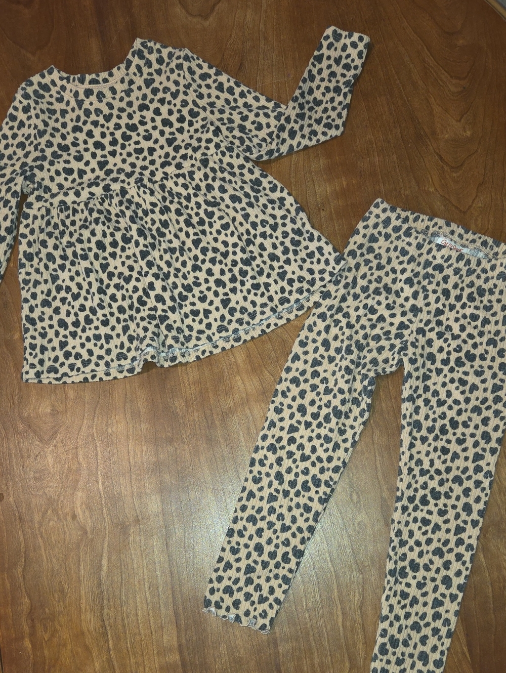 Cat & Jack Tan And Black Leopard Print Girls Set